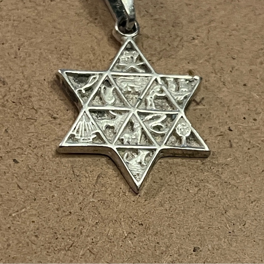 STERLING silver stunning STAR of DAVID PENANT w simple chain necklace